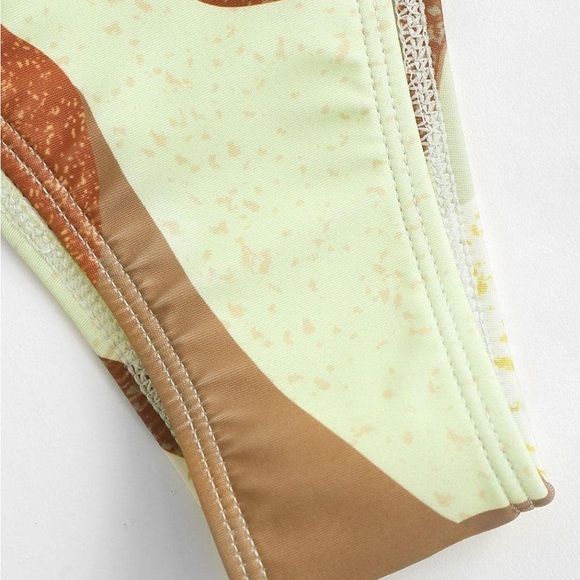 Brown and Cream String Bikini with Adjustable Ties - Picture 3 of 5